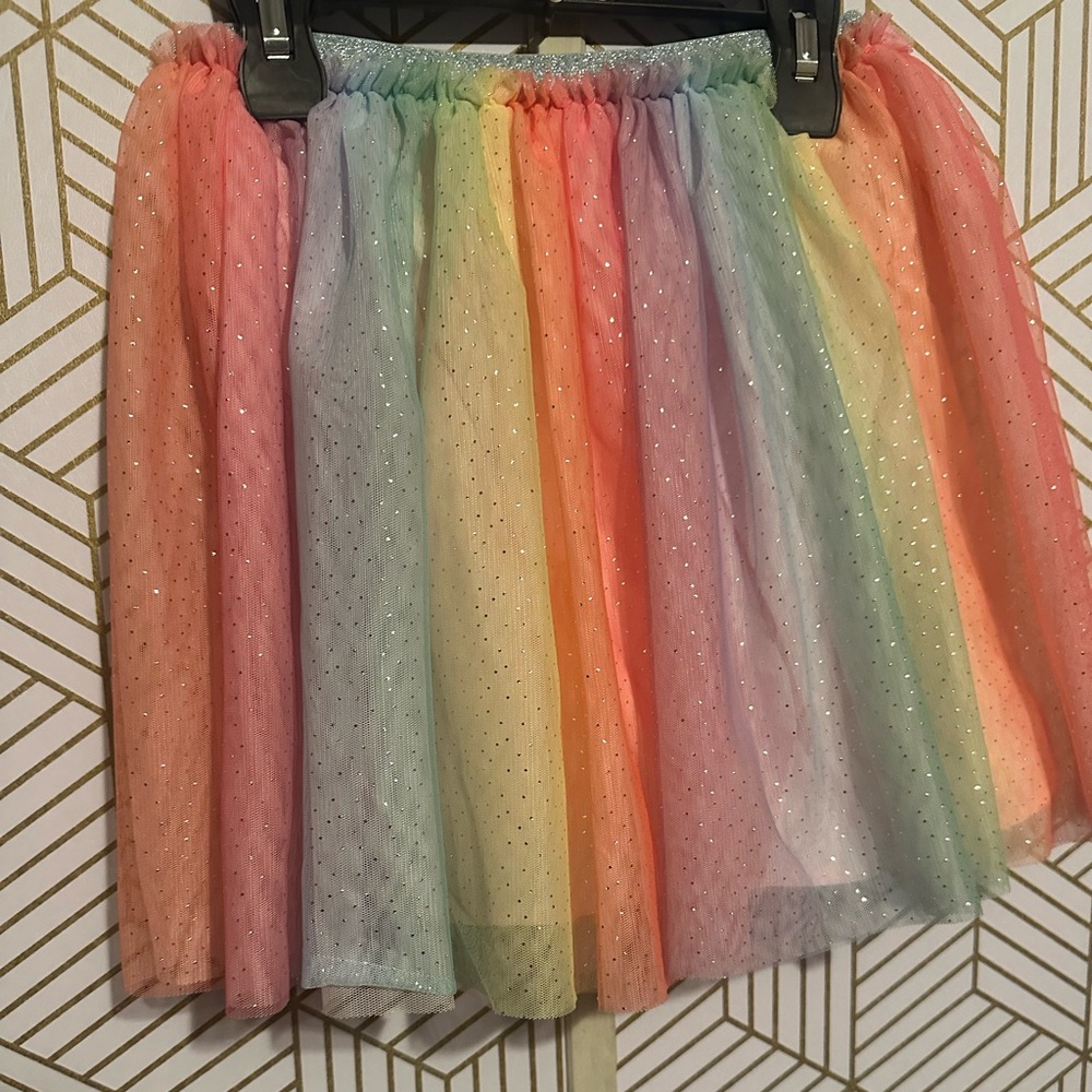 Rainbow Tulle Skirt with Glitter, New